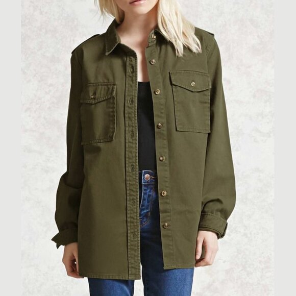 Forever 21 Cotton Shirt Jacket - Picture 1 of 9